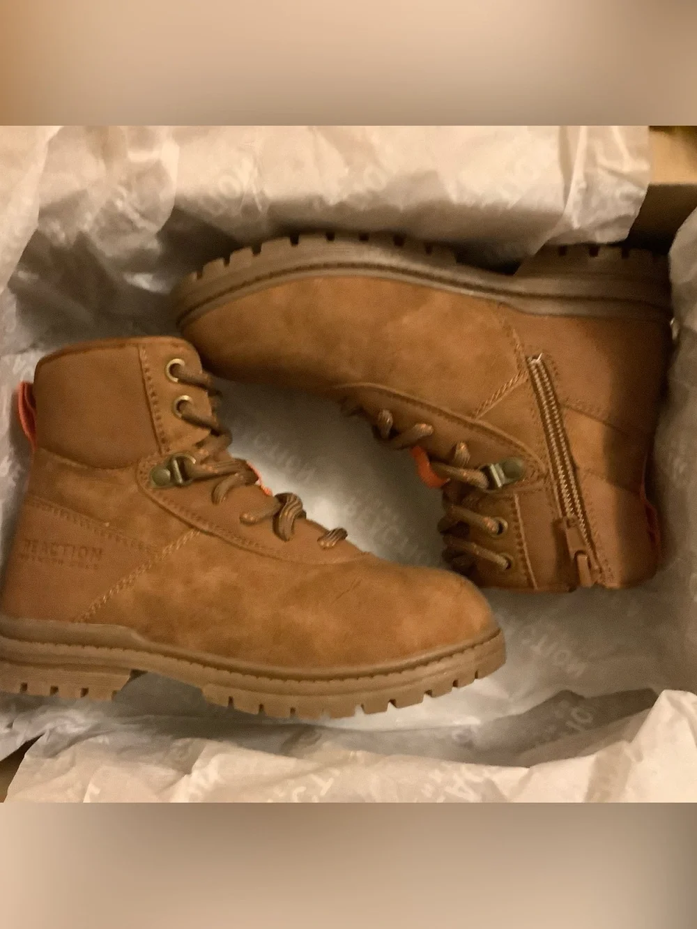 Kenneth Cole Reaction Boys Isaac Gabriel Side Zip Boots Brown Size 11 Little Kid